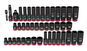 lot 231 image: 43PCS Milwaukee 49-66-7009 SHOCKWAVE Impact Duty 38 Drive SAE & Metric Deep 6 Point Socket Set