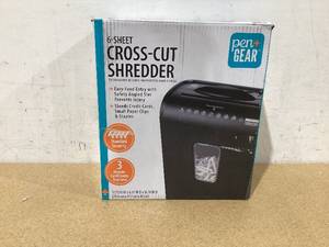 lot 639 image: PenGear 6-Sheet Cross-Cut PaperCredit Card Shredder with 3.7 Gallon Bin, Black, Home & Office Use