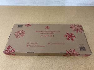 lot 245 image: Ceramic Serving Board with Spreader 3 Gifts in 1