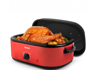 lot 617 image: Aroma 18Qt. Electric Roaster Oven with High Dome Lid, 8X Bonded Granite Enamel, New-Red (ART-718RH)