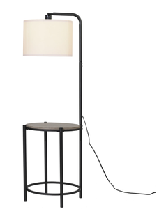 lot 624 image: Mainstays 54-inch Mid-Century Style Floor Lamp, with Faux Wood Finished Table