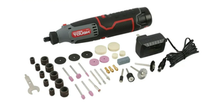 lot 628 image: Hyper Tough 12V Max Lithium-Ion Cordless Variable Speed Rotary Tool, 40 Accessories, with 1.5Ah Battery and Charger, New