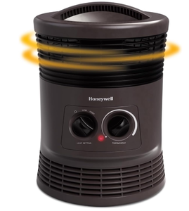 lot 640 image: Honeywell HHF360V 360 Degree Surround Fan Forced Heater with Surround Heat Output Charcoal Grey Energy Efficient Portable Heater with Adjustable Thermostat & 2 Heat Settings, Small