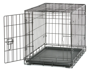 lot 185 image: Vibrant Life Single Door Folding Metal Wire Dog Crate with Divider and Tray