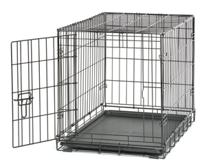 lot 253 image: Vibrant Life Single Door Folding Metal Wire Dog Crate with Divider and Tray