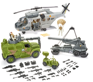 lot 260 image: LOT OF 2 57PCS Kid Connection Giant Helicopter and Military Vehicles Toy Play Set