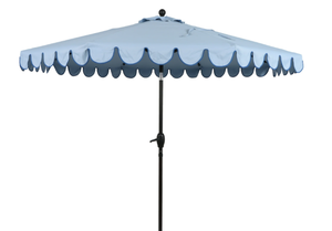 lot 658 image: Better Homes & Gardens 9 Blue Scallop Patio Umbrella