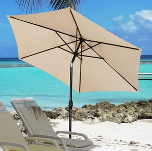 lot 667 image: Autlaycil 9ft Outdoor Patio Table Umbrellas with Umbrella Base for Patio Garden and Poolside