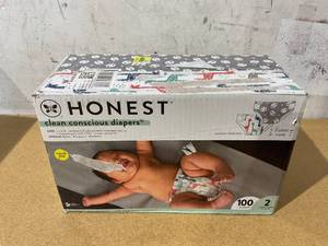 lot 280 image: The Honest Company, Clean Conscious Disposable Baby Diapers, Size 2, 100 Count