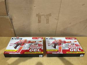 lot 205 image: LOT OF 2 XSHOT Hyper Gel Trace Fire Blaster, Outdoor, (10,000 Hyper Gel Pellets) by ZURU, Ages 14