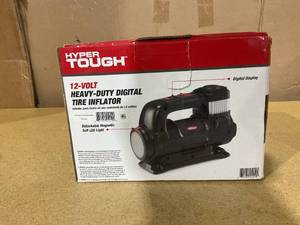 lot 220 image: Hyper Tough DC 12V Heavy Duty Direct Drive Digital Tire Inflator with Detachable LED Light