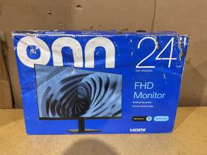 lot 223 image: Onn. 24 FHD (1920 x 1080p) 75hz Office Monitor with 6 ft HDMI Cable, Black