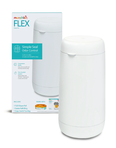 lot 294 image: Munchkin FLEX Diaper Pail, Odor Control, Compact Size, Tap Lid to Open, White