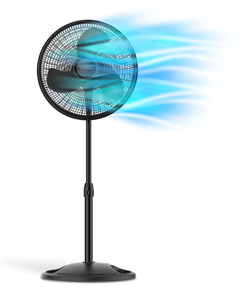 lot 698 image: Lasko 16 3-Speed Adjustable Oscillating Pedestal Fan, Black, S16500 New