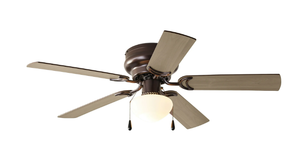 lot 699 image: Mainstays 44 inch Hugger Indoor Ceiling Fan with Light Kit, Bronze, 5 Blades