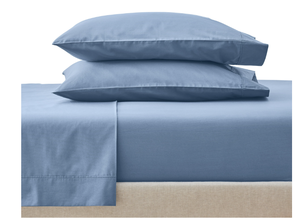 lot 700 image: Better Homes & Gardens Cool & Crisp 4-Piece 300 Thread Count Blue Water Cotton Percale Sheet Set, Queen