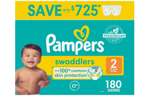 lot 313 image: Pampers Swaddlers Diapers, Size 2, 180 Count