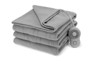 lot 470 image: Sunbeam Full Blanket Grey Fleece, 12 Heat Settings, 12-Hour Auto Shut-Off, Electric Heated Blanket with Controller, 84 x 72
