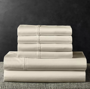 lot 724 image: 6PCS Cal King Members Mark Hotel Premier Collection 700-Thread-Count Striped Egyptian Cotton Sheet Set