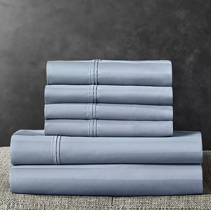 lot 725 image: 6PCS King Size Members Mark Hotel Premier Collection 700-Thread-Count Striped Egyptian Cotton Sheet Set