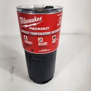 lot 1 image: New Milwaukee Packout 20oz Tumbler Longest Temperature Retention Black