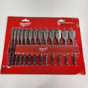 New Milwaukee 13 Piece Flat Boring Set 48-27-1520 1/4" Quick Change Hex Shank
