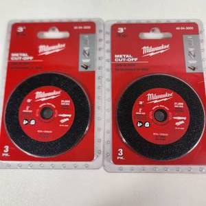 lot 39 image: Lot Of Two 3 Pack New Milwaukee Metal Cut-Off 3 38 Arbor Size Metal Stainless