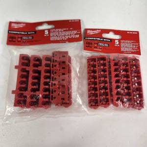 lot 46 image: Lot Of Two New Milwaukee Items 5 Pack Case Rows For 2-6 14 Hex Bits And 5 Pack Case Rows For 1 14 Hex Bits