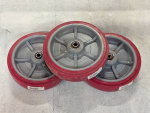 lot 58 image: Set of 3 Extreme Poly Wheels - 8 Wheel with 12 Center Hole - Silent Roll
