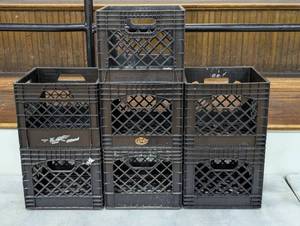 lot 66 image: Set of 7 - 13x13x11 Plastic Crates - Stackable with Handles