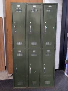 lot 46 image: 12 Wide Double Tier Standard Metal Locker - 3 Wide - 6 Feet High - 12 Inches Deep