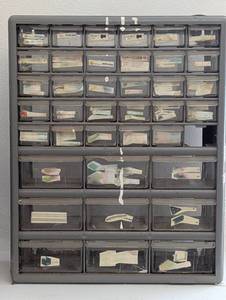 lot 76 image: 18.5 x 15 Parts Organizer - 39 Bin Unit - Missing 1 Bin