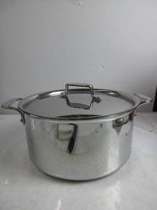 All-Clad D3 3-Ply Stainless Steel Stockpot with Lid 8 Quart, Induction, Oven Broiler Safe 600F, Silver WATER MARKS, SLIGHT SCRTACHES, USED