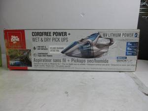 lot 12 image: Dirt Devil QuickFlip Wet Dry 16V Cordless Handheld Vacuum Cleaner, Powerful Suction, Lightweight, Includes Quick Flip Crevice Tool, Rechargeable Battery, Portable Vacuum Cleaner TESTED, WORKS, USED