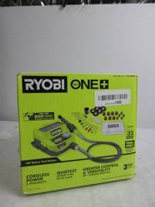 lot 21 image: Ryobi 18V Rotary Tool Station  MISSING ORIGNAL BIT, TESTED, WORKS, SLGHTLY USED