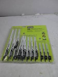 lot 29 image: RYOBI 35 PC. Reciprocating Saw Blade Set OPENED, SLIGHTLY USED