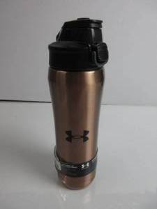 lot 53 image: Under Armour 18oz Stainless Steel Water Bottle, Vacuum Insulated, Self Draining Protective Cap, Leak Proof, For Kids & Adults, All Sports, Gym SPRING TO OPEN IS BROKEN BUT STILL CAN SHUT AND OPEN, DENTED, NEW BUT DAMAGED