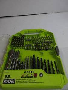 lot 80 image: RYOBI Drill and Impact Drive Kit (95-Piece) SOME ARE RUSTY, USED