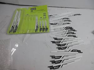 lot 127 image: RYOBI 35 PC. Reciprocating Saw Blade Set SLIGHTLY USED