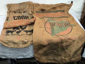 lot 258 image: Vintage Burlap Feed Sacks - Coop and Dawson