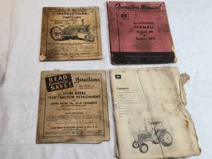 lot 286 image: Vintage Tractor Manuals and Instruction Guides including models such as the John Deere Model B and McCormick Farmall Super M