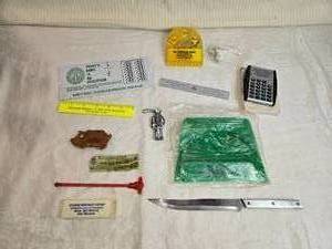 lot 297 image: Variety of Vintage Advertising Items including a metric conversion scale, a calculator from Marguth Auction Co. and More