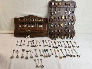 lot 330 image: Collection of Souvenir Spoons with Display Racks