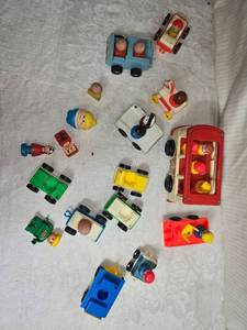 lot 38 image: Vintage Fisher-Price Little People Toy Collection with Vehicles and Figures