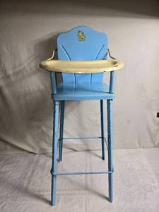 lot 51 image: Vintage Doll High Chair and Play Wooden Ironing Board