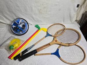 lot 83 image: Sports Equipment Set with Rackets and Puzzle Ball