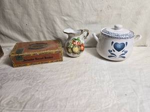 lot 141 image: Pitcher, Soup Tureen, and Harvester Cigar Box