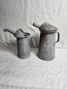 lot 150 image: Pair of Vintage Galvanized Oil Cans