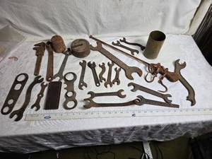 lot 183 image: Antique Lot of Rusty Wrenches and Tools