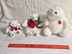 lot 205 image: Coca-Cola Polar Bear Plush Toys with Original Tags